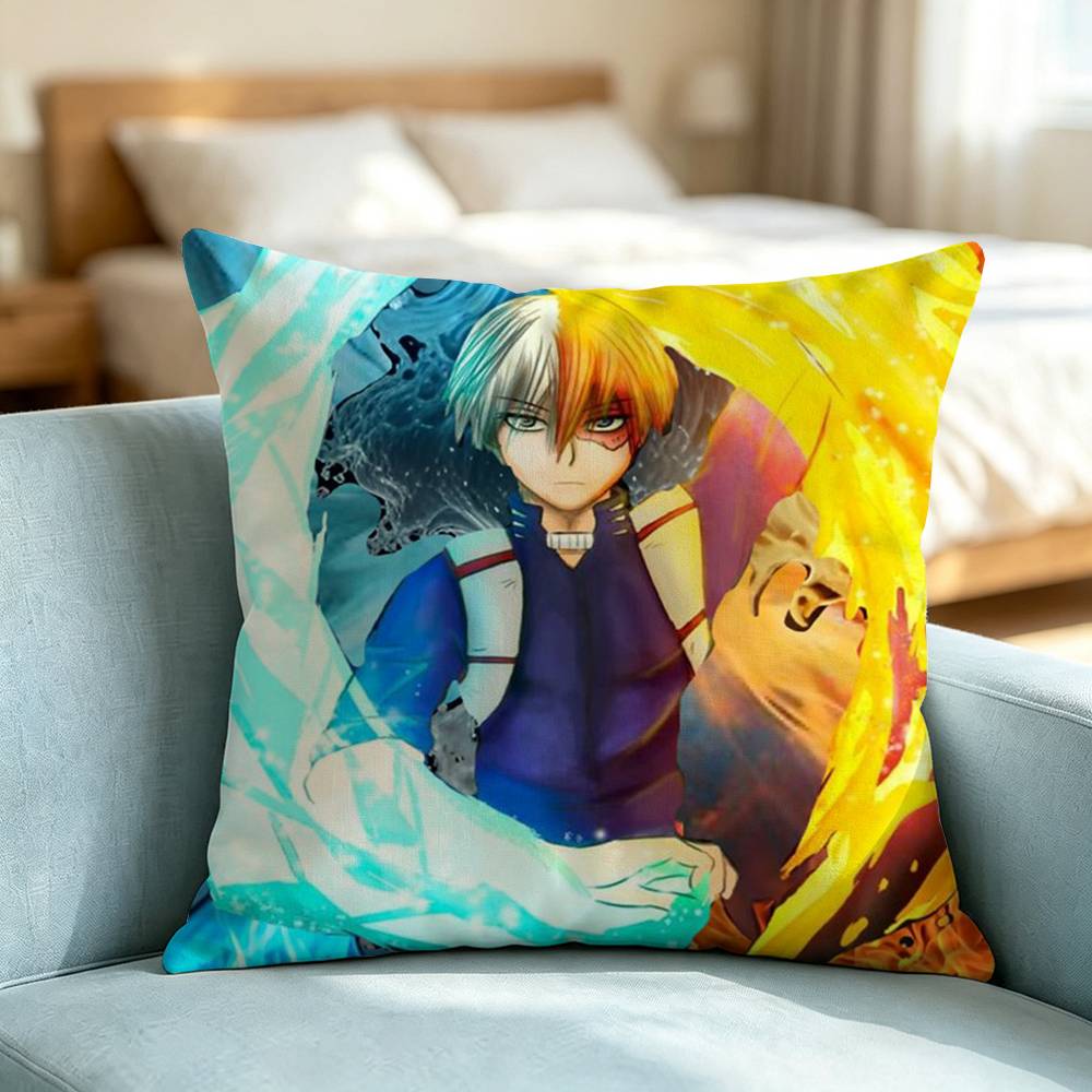 Shoto Todoroki Ice And Fire Square Double-Sided printed Pillow Case Bedroom Bedside Pillow Sofa Cushion Cover Gift