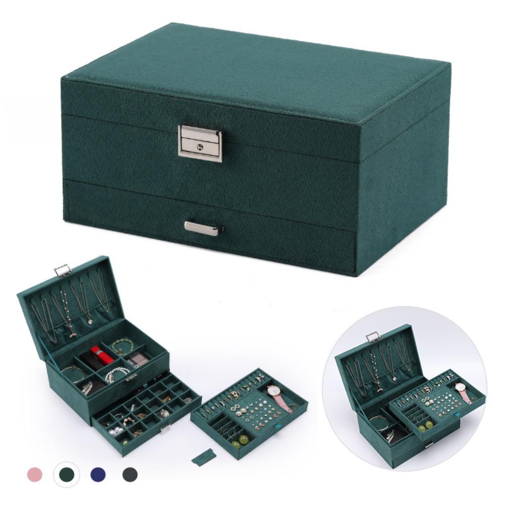 With Lock And Drawer Jewelry Storage Box Velvet Jewelry Box Organizer  For Women