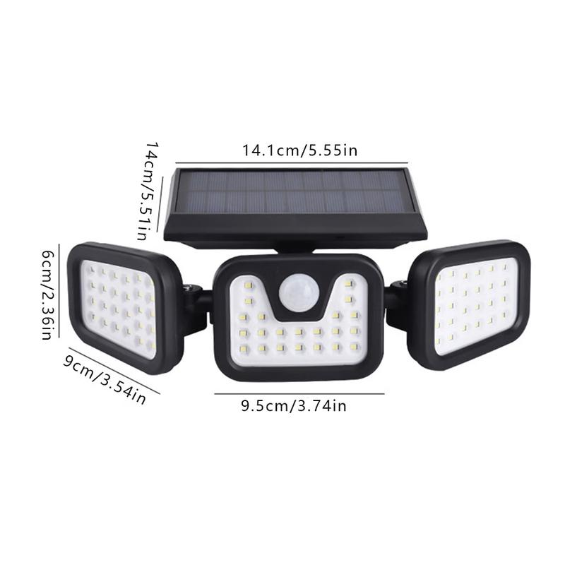 Solar Powered 171COB Three-Head Motion Sensor Outdoor Light