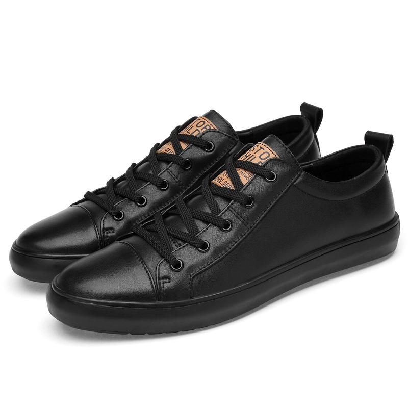 

Мужская обувь Новые мужские кроссовки из натуральной кожи Повседневная модная брендовая мужская белая обувь Мужская обувь для скейтбординга Кроссовки Comfy 45 чёрный