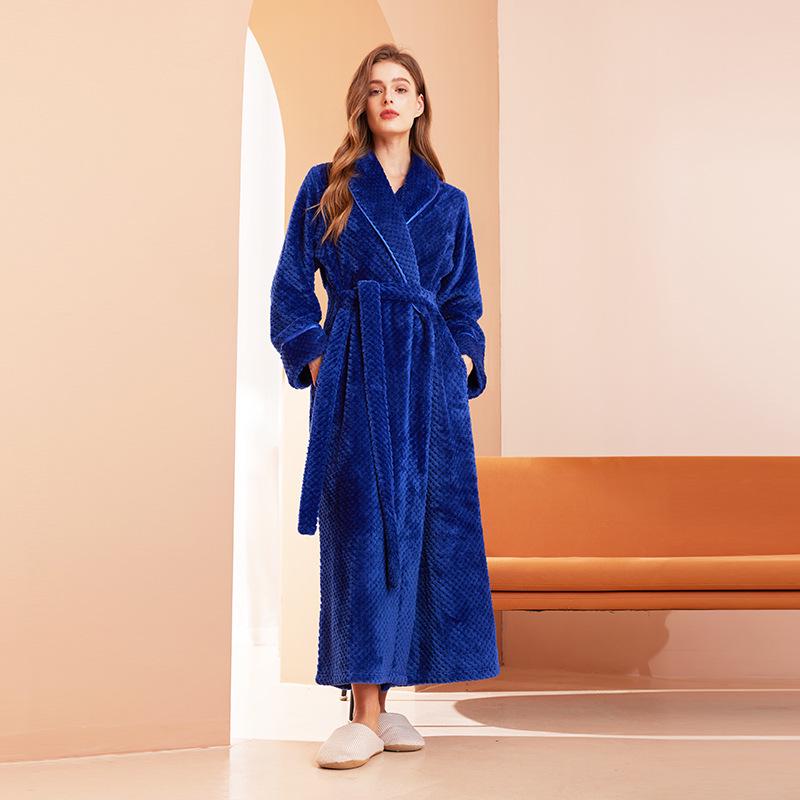 2024 Velvet Plus Size Women's Long Bathrobe - Winter European & American Style for Hotels, Salons, and Casual Wear