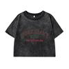 Womans Cotton Crop Distressed Washed T-Shirts West Coast Usa North Carolina Prints Short Sleeve Street Clothes