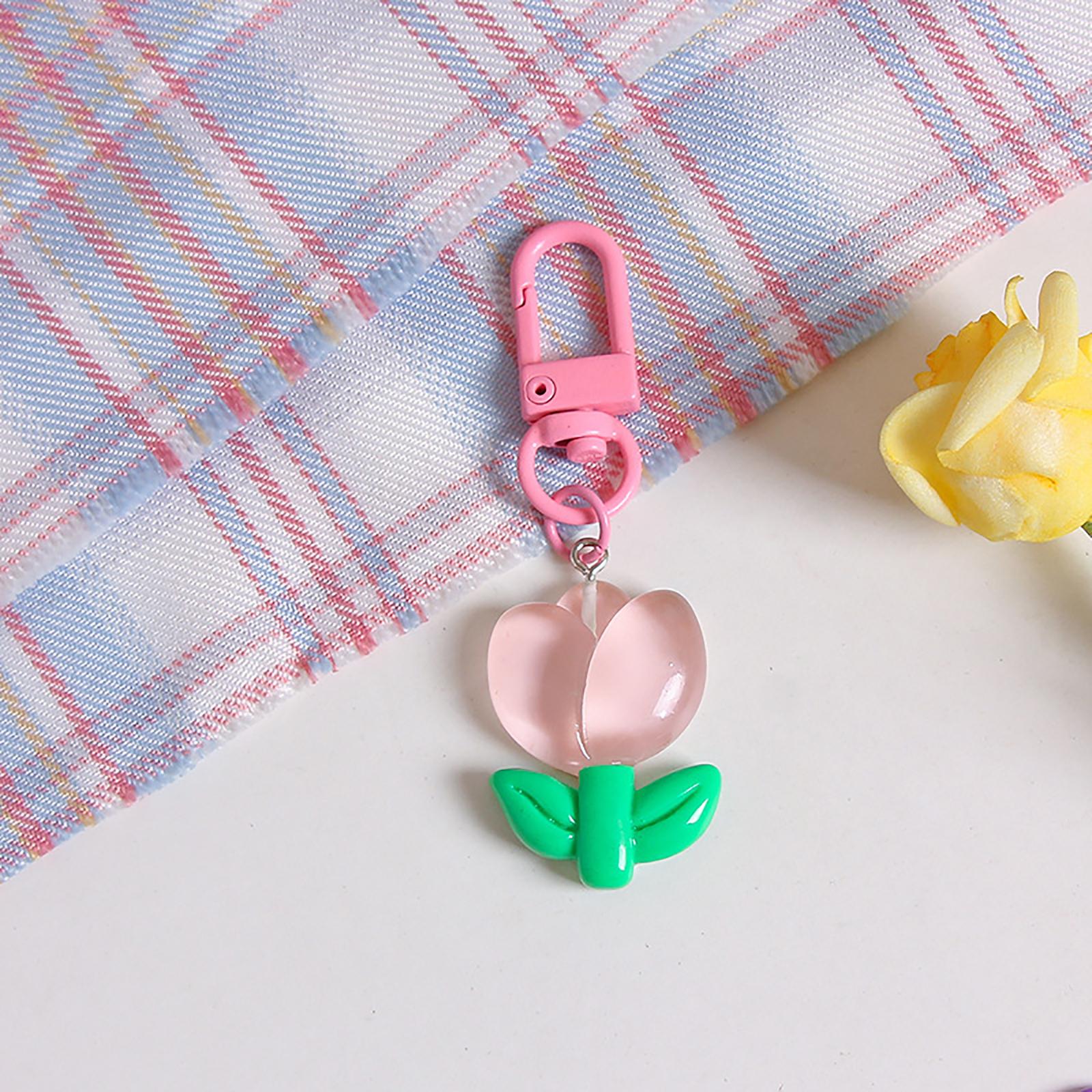 

Корейский стиль конфетный цвет тюльпан цветок кулон брелок сумка украшения наушники чехол украшения автомобиль ключи аксессуары
