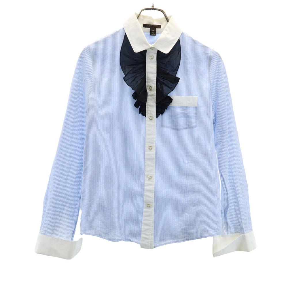 LOUIS VUITTON Made in France Long sleeve Cotton shirt 36 With ruffles Women Used