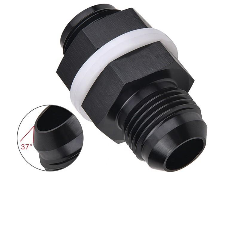 AN6 AN8 AN10 AN12 Black Aluminum Bulkhead Fitting High Pressure Fuel Line Connector Car Accessories Fuel System Fittings7