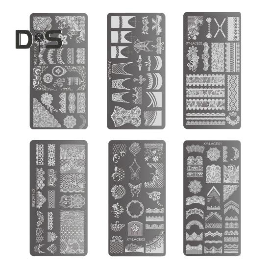 Stamping Plates Set Bows Flowers Lace Design Manicures Decoration Metal Plate Transfer Sweet Series Template
