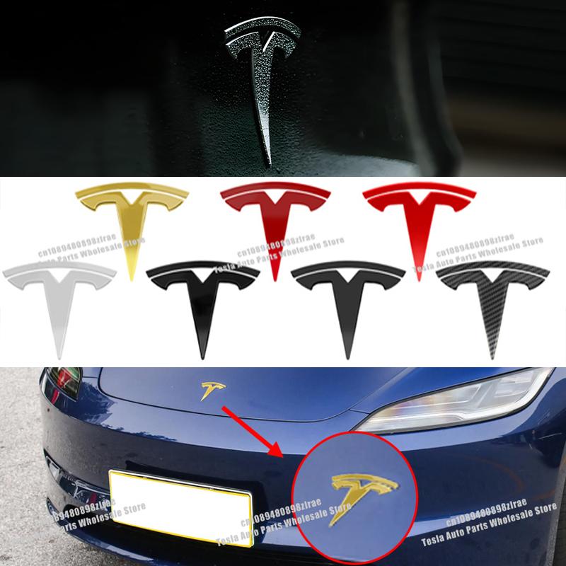 For Tesla Model 3 Model Y Car Logo Badge Car Front Grille Rear Trunk Emblem Head Front Rear Boot Tailgate Sticker Auto Accessory