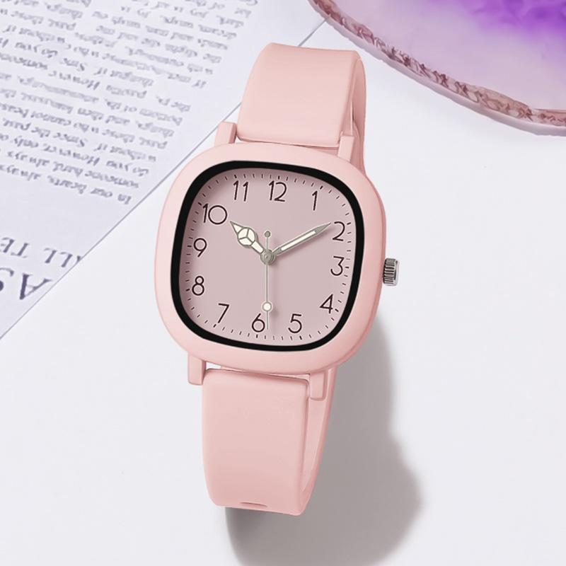 Women Watch Fashion Square Quartz Silicone Strap Wristwatches Student Watches for Women