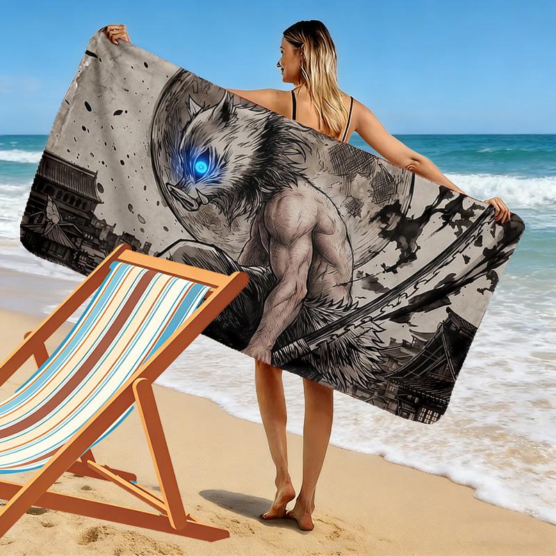 Inosuke Hashibira Print Beach Towel, Large Soft Quick Dry Towel for Beach Camping Swimming