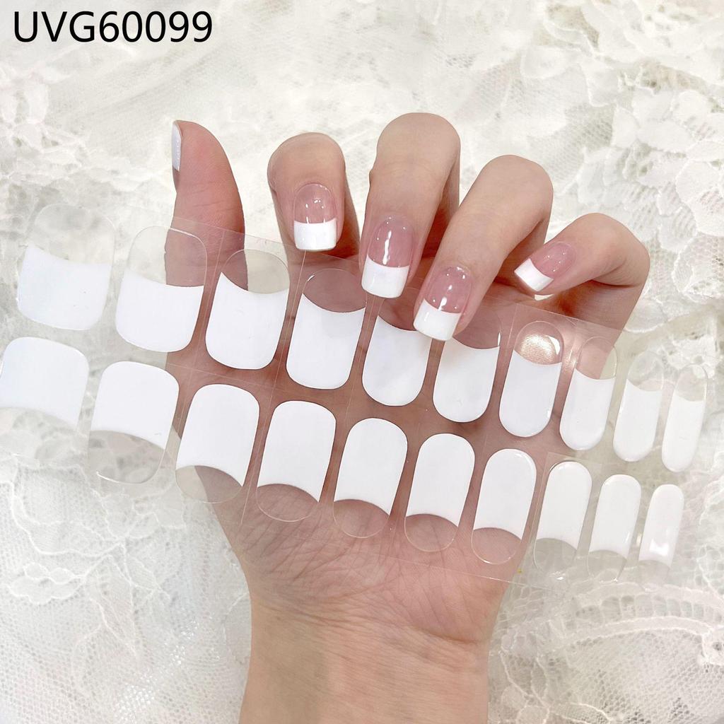 Transparent Nude UV Gel Nail Art Stickers: Semi-Cured, Semi-Baked Manicure Sheets