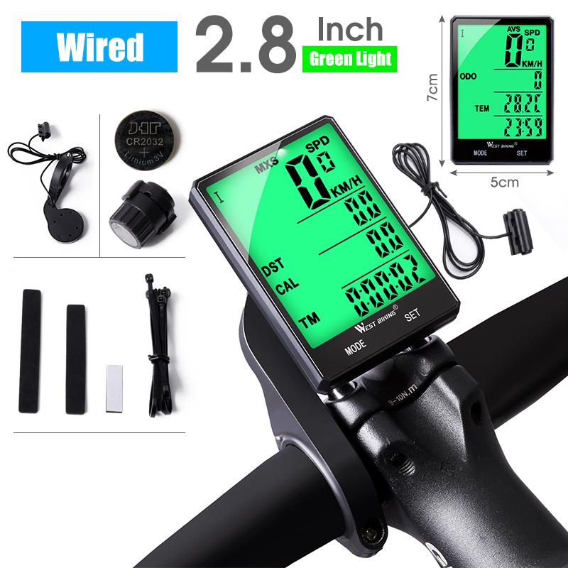 WEST BIKING Bike Computer Multifunction LED Digital Rate MTB Bicycle Speedometer Wireless Cycling Odometer Computer Stopwatch2