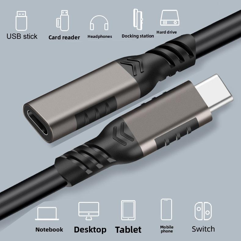 Type-C Extension Cable Male To Female USB 3.2 20Gbps Data Cable 8K Screen Casting Cable Adapter 240W Fast Charging Cable