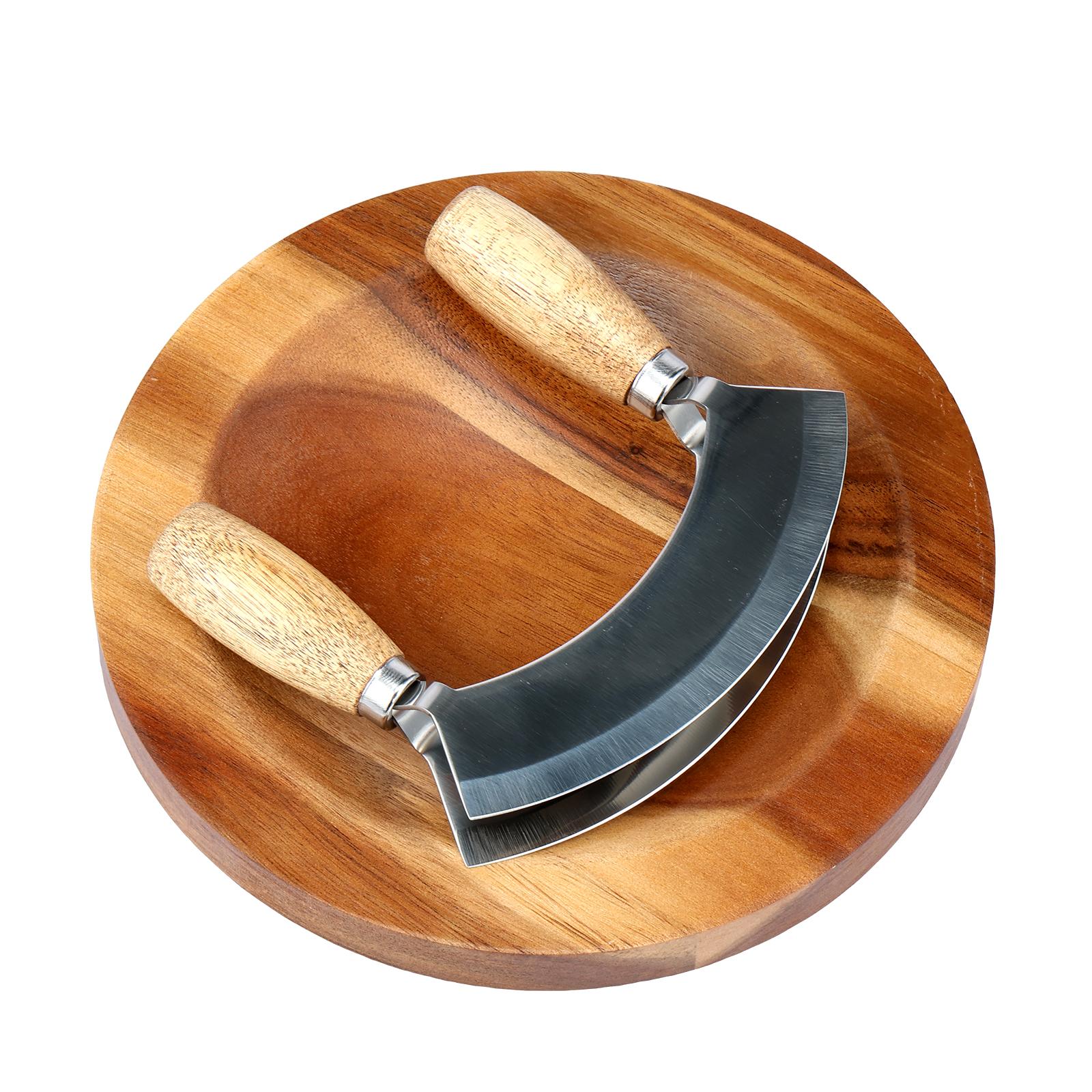 

Набор резаков Ulu с круглой разделочной доской, нержавеющая сталь, измельчитель-слайсер Rocker Chopper, нержавеющий нож для пиццы Rocker Slicer