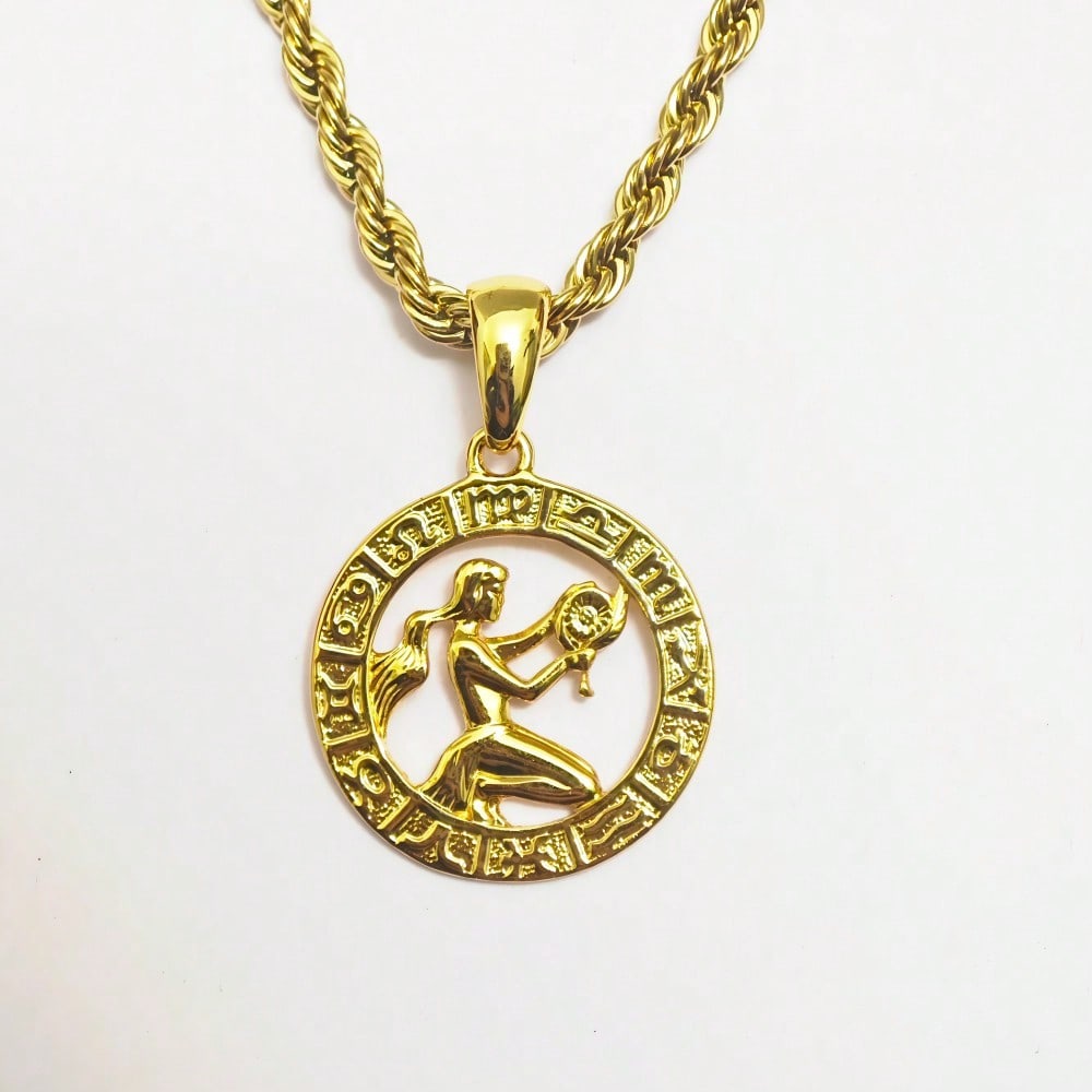 12 Constellation Astrology Horoscope Zodiac Pendant Rope Necklace 22" for Women Men