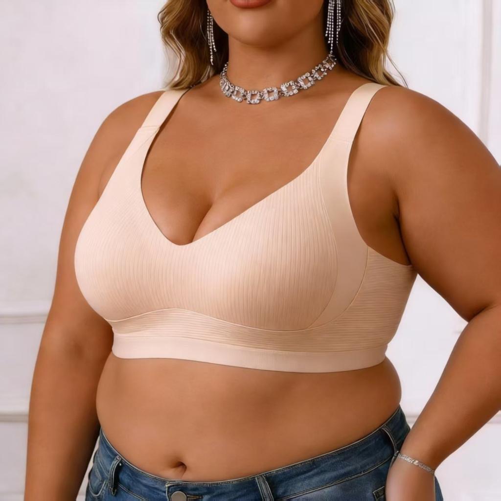 Ladies, No Underwire, Seamless Bra, High Elasticity, Solid Color, Wide Shoulder Straps, Detachable Bra Pads, Daily Wear, Comfortable