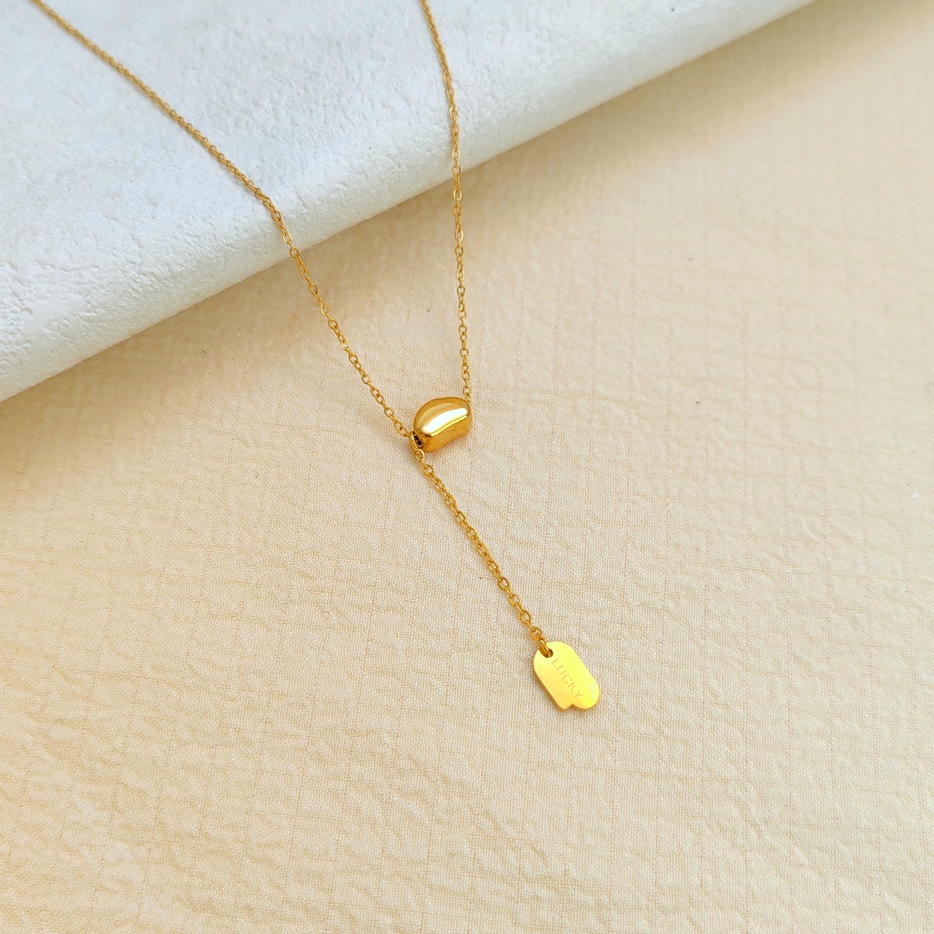 

Ожерелье из титановой стали с бахромой Golden Bean Luck Brand, женское, легкая роскошь, универсальная цепочка на ключицу, аксессуары