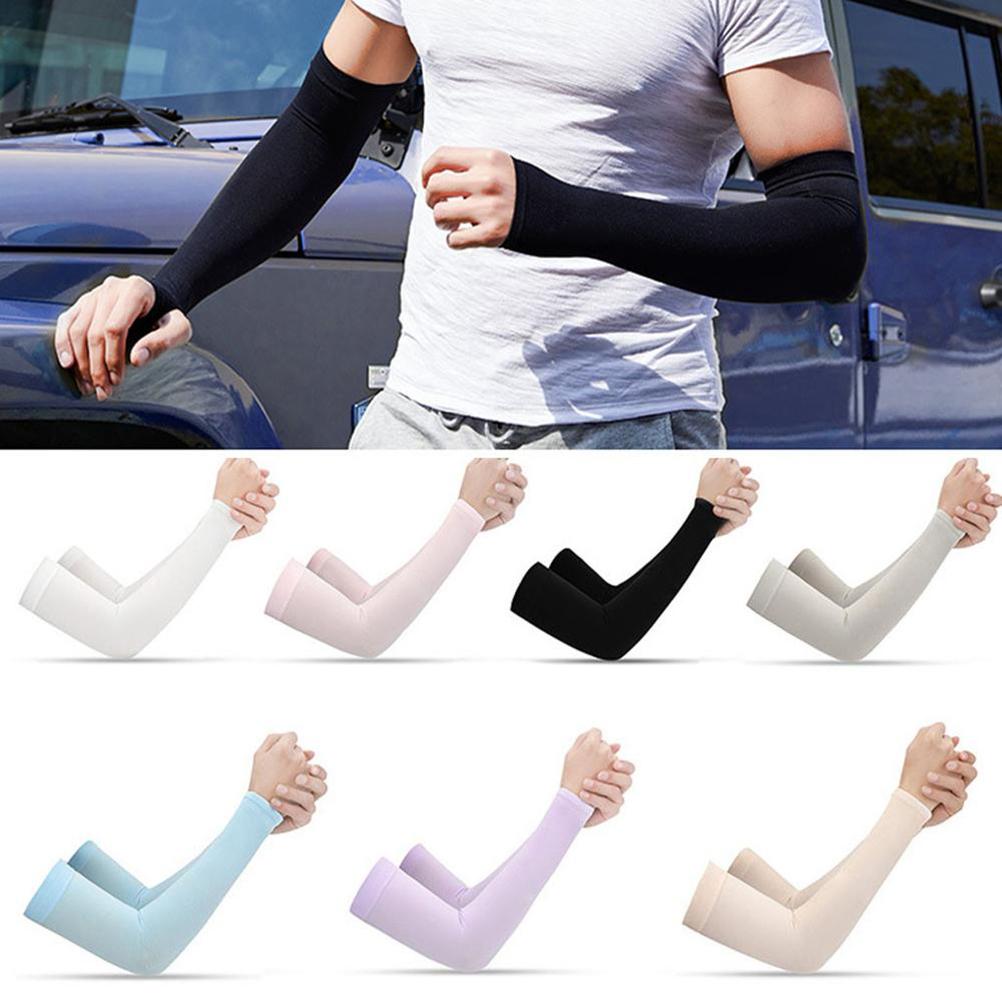 1 Pair Arm Sleeves Sun UV Protection Cycling Running Fishing Driving Arm Cover Sunscreen Cuff