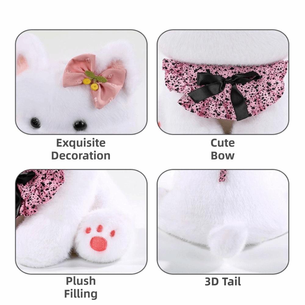 4 Sizes Available White Terrier Doll Sitting Posture Stuffed Puppy Pillow  Valentine's Day Gift