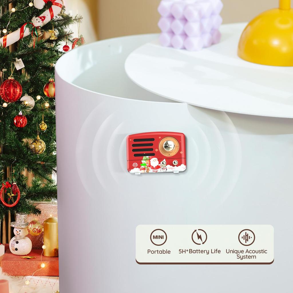 MUZEN PETA Bluetooth Speaker, Magnetic Mini Speaker, Santa Christmas, USB C Charging, Compact, Ultra-Lightweight, Cute, Retro Design (Christmas Red)