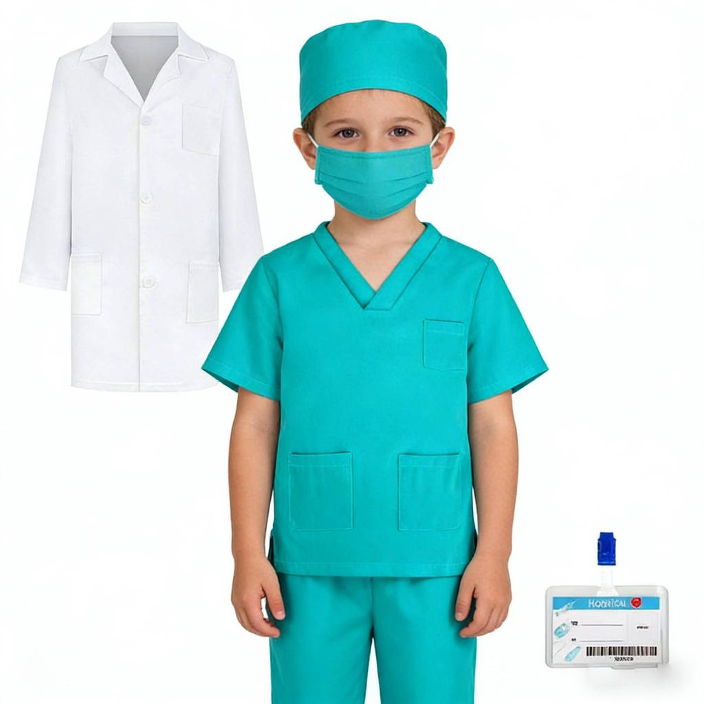 Boys Girls Simulation Doctor Nurse Work Uniform Cross with Toys Sets Kids Clothes Toddler Christmas Xmas Role Play Costum Party