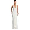 2026 European & American Women's Sleeveless U-Neck Slim-Fit Evening Gown with Waist-Cinched Ribbon