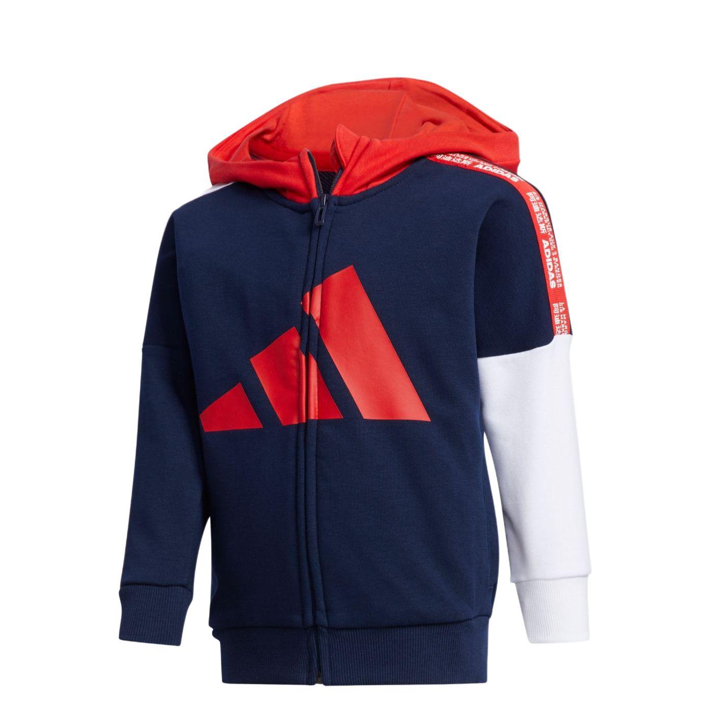 Adidas Jacket Casual Fleece Lined Hooded Sports Blue Children Aged 3 7 Years Old FM9700 110