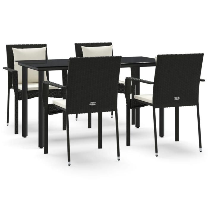 VidaXL Garden Dining Furniture and Cushions 5pcs Black Wicker 3185109