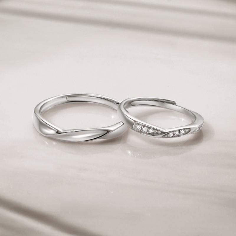 Couple Moissanite Ring Open Band Dual Knot Design Luxury Niche Jewelry Valentines Day