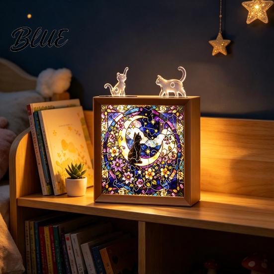Предметы для декора дома своими руками DIY Акриловые кошачьи пазлы Ночник Ручная сборка Лампа-пазл в стиле витража с декором для ламп Креативный ручной светодиодный свет