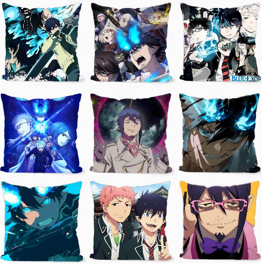 TV Anime Blue E-Exorcist Pillow Dust Cover Bedroom Kids Party Decoration Pillowcase Birthday Children Gift