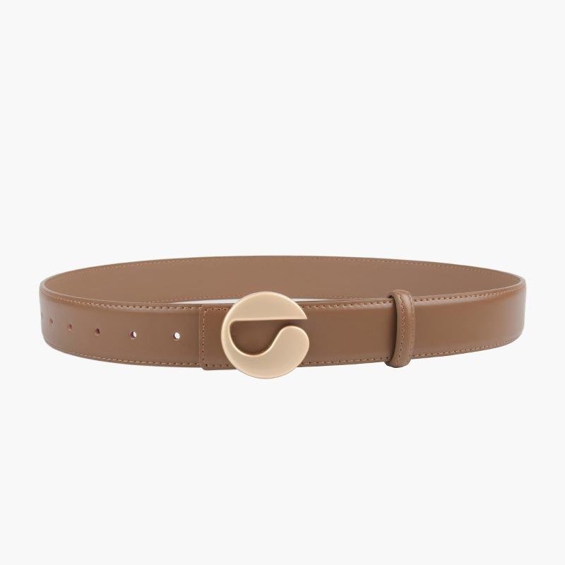 Belt Genuine Leather Calfskin Belt Belt Women's Black Logo Cowhide Belt