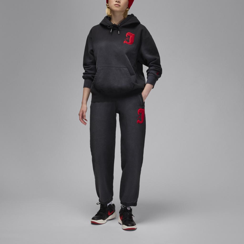 Jordan Flight Fleece Lace-Up Comfortable Loose Soft Casual Pants Women pants Black FV7069-010