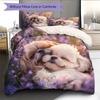 Lila Shih Tzu Muster Bettwäsche Heimdekoration Geburtstagsgeschenk (1 Bettbezug + 2 Kissenbezüge, ohne Füllung)