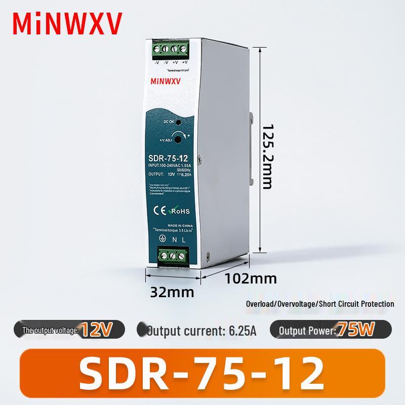 SDR DIN Rail Power Supply Transformer 75W/150W/240W/480W, 220V To 24V