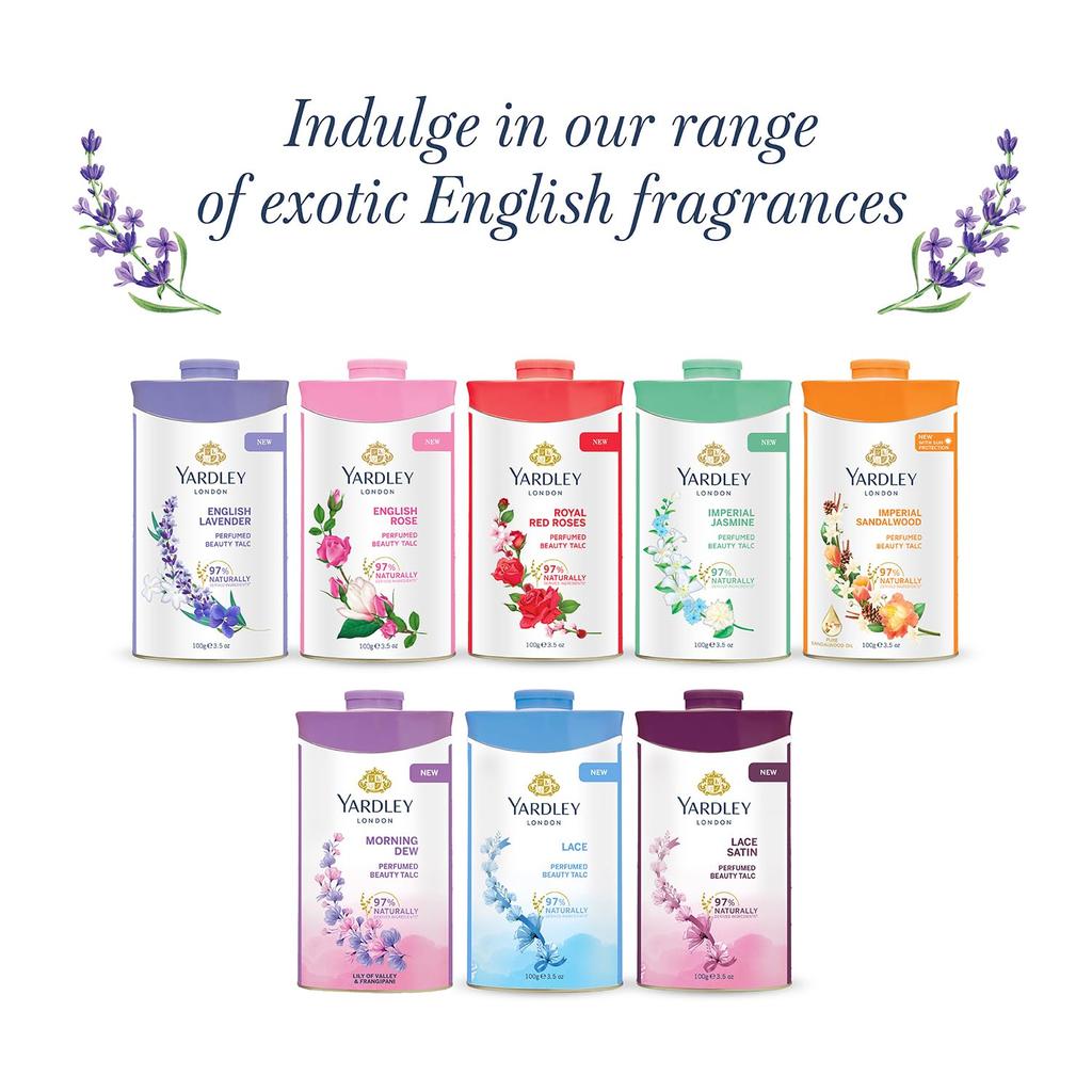 Yardley London English Lavender Perfumed Talc for Women 250g Silky Smooth Lasting Fresh Body Care