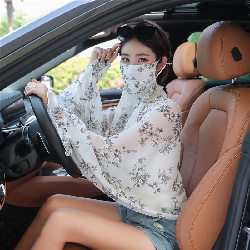 Sunscreen Shawl Veil Set Chiffon Breathable Shawl Summer Sunscreen Clothing Uv Bicycle