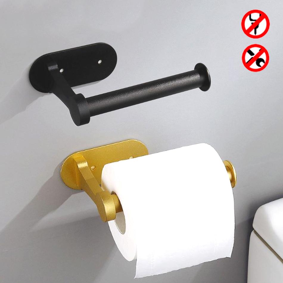 Suport Adeziv pentru Hârtie Igienică pentru Bucătărie Baie Aluminiu Auriu Mat Negru Argintiu Suport WC pentru Hârtie Prosop Agățător Rulou de Hârtie Raft