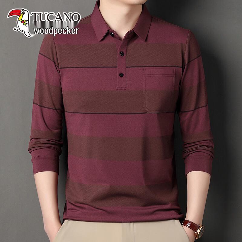 TUCANO Men s Striped Business Casual Long-Sleeve Polo Shirt M