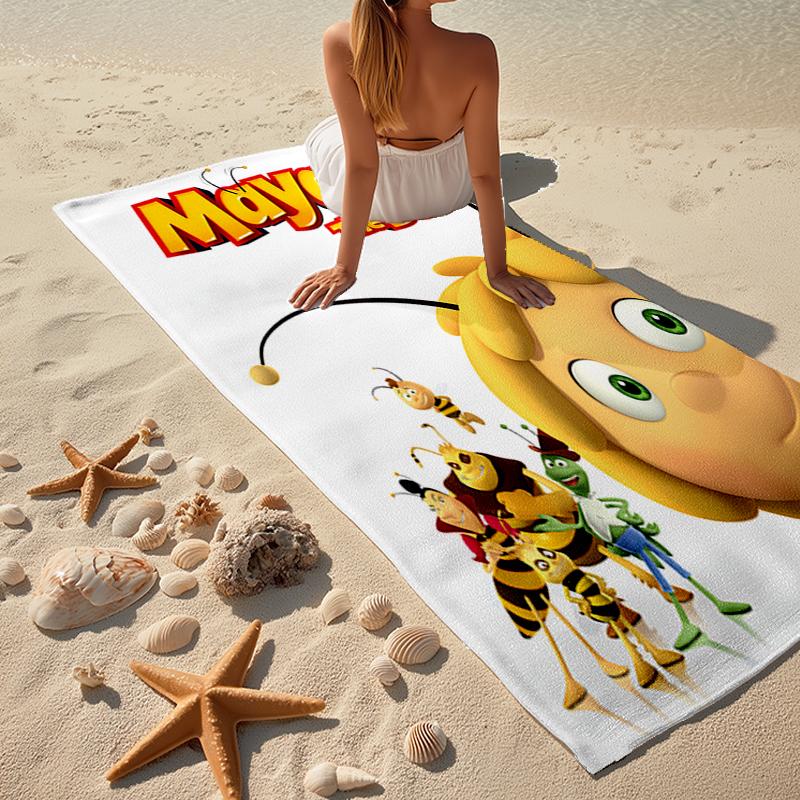 Ultra-Soft Beach Towel with maya the bee Theme,Ideal for Pool - Camping, Diving - Perfect Travel Essential, Vibrant Beach Towel.