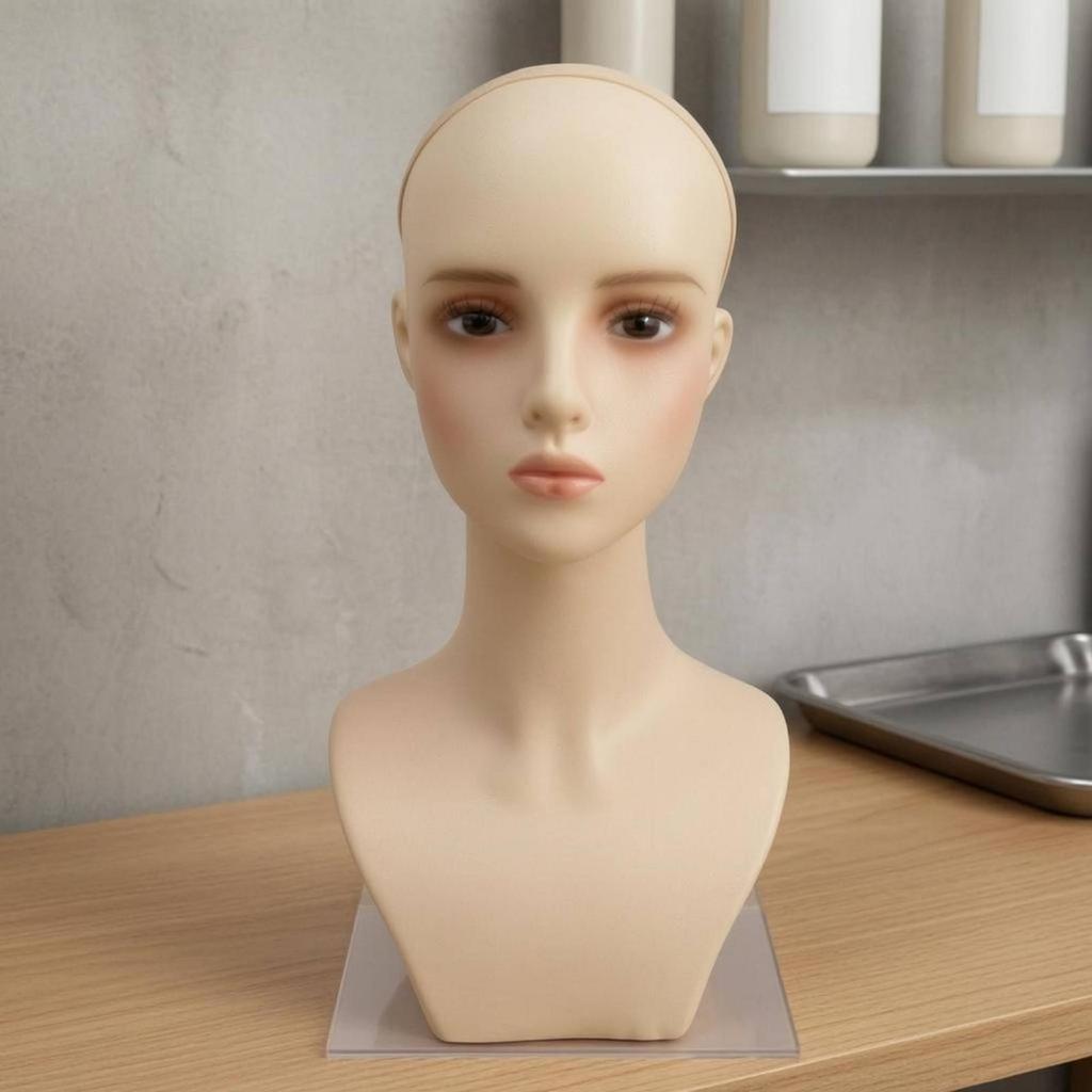 Hairpiece Display Mannequin Head Neck and Torso Bust SkinToned