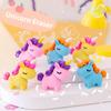 3Pcs/Lot Cute Cartoon Unicorn Eraser Kawaii 3D Pony Detachable Pencil Eraser Rubber For Kids School Student Stationery Gifts
