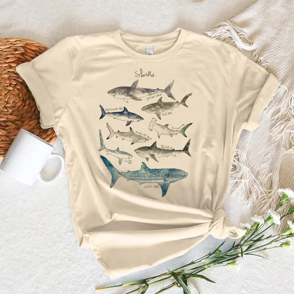 Whale Print Tshirt Women Summer Anime T-shirts Female Y2k Anime Clothing Graphic T Shirts Women Clothes