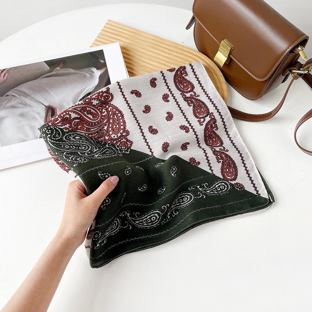 Fashion Versatile Herringbone Square Scarf Women Vintage Pattern All Season Neck Scarf