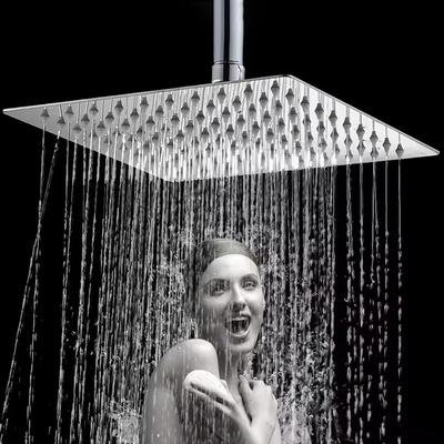 Stainless Steel High Pressure Shower Head 8" 10" 12" Black Silver Golden Large Flow Pressure Boosting Design Spa Bathroom Shower