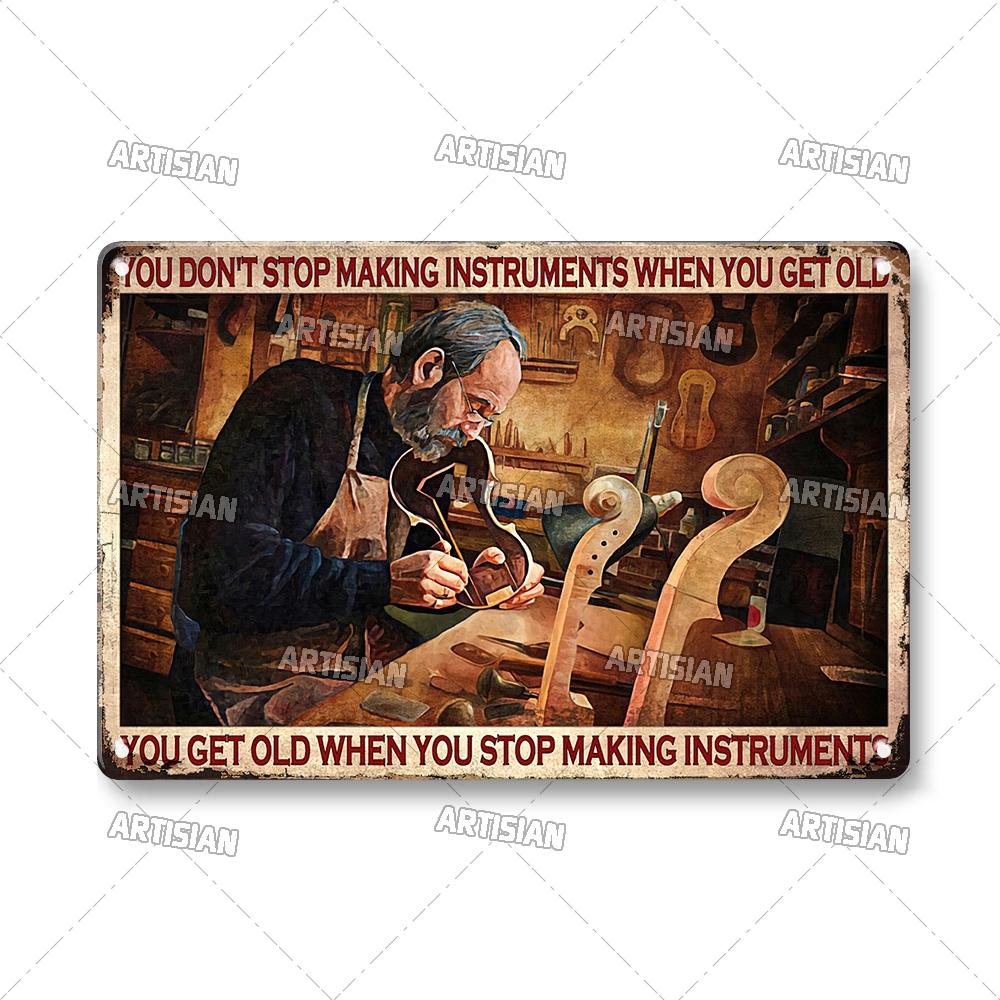Artisian Job Work Metal Plaque Shoemaker Tin Sign Barista Hairstylist Luthier Painter Chef Decorative PlateWall Decor Garage Bar