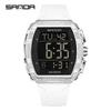 SANDA 6286 Multi Function Men Digital Watch Fashion Design Two Time Luminous Complete Calendar Waterproof Men Digital Wristwatch
