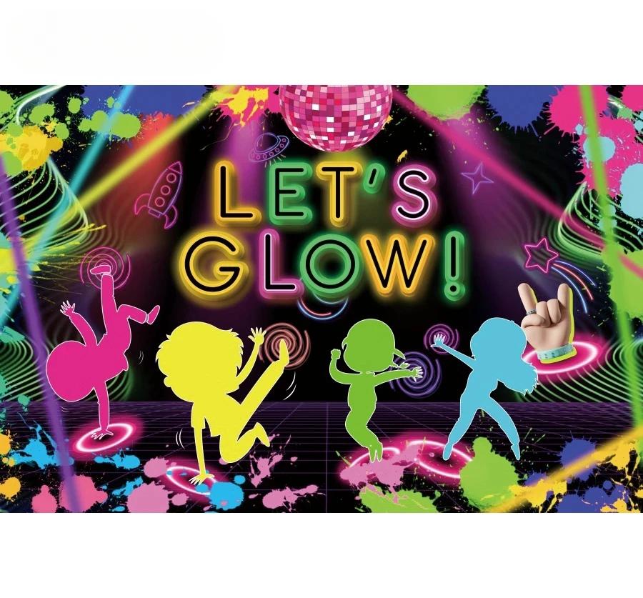 Splashing Graffiti Glow Wall Backdrop  HipHop Theme Happy Birthday Party Photography Background BannerTapestry