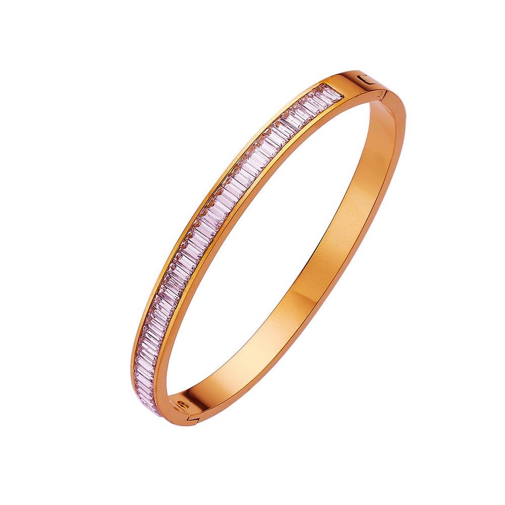 Light Luxury Diamond-set Bracelet Fashionable Colorful Square Diamond Half-circle Full Diamond Zircon Bracelet