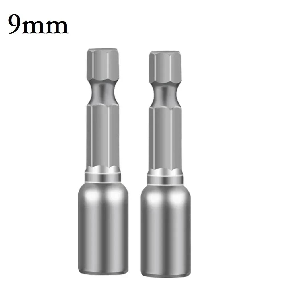 2PCS 6-13mm Impact Socket Magnetic Nut Screwdriver 1/4in Hex Shank Electric Drill Bit For Power Drills Cordless Magnetic Drivers