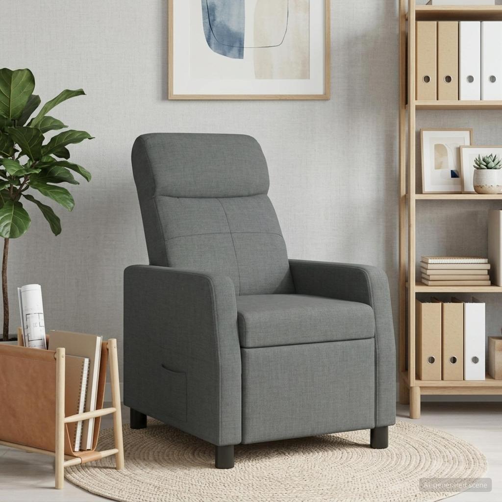Recliner Armchair Dark Gray Fabric